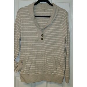 Banana Republic Womens Cardigan sweater Shawl Collar Buttons Pockets Lg Stripes